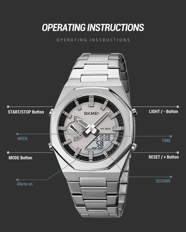 SKMEI 1816 – Dual Display Luminous Waterproof Watch Four Tick