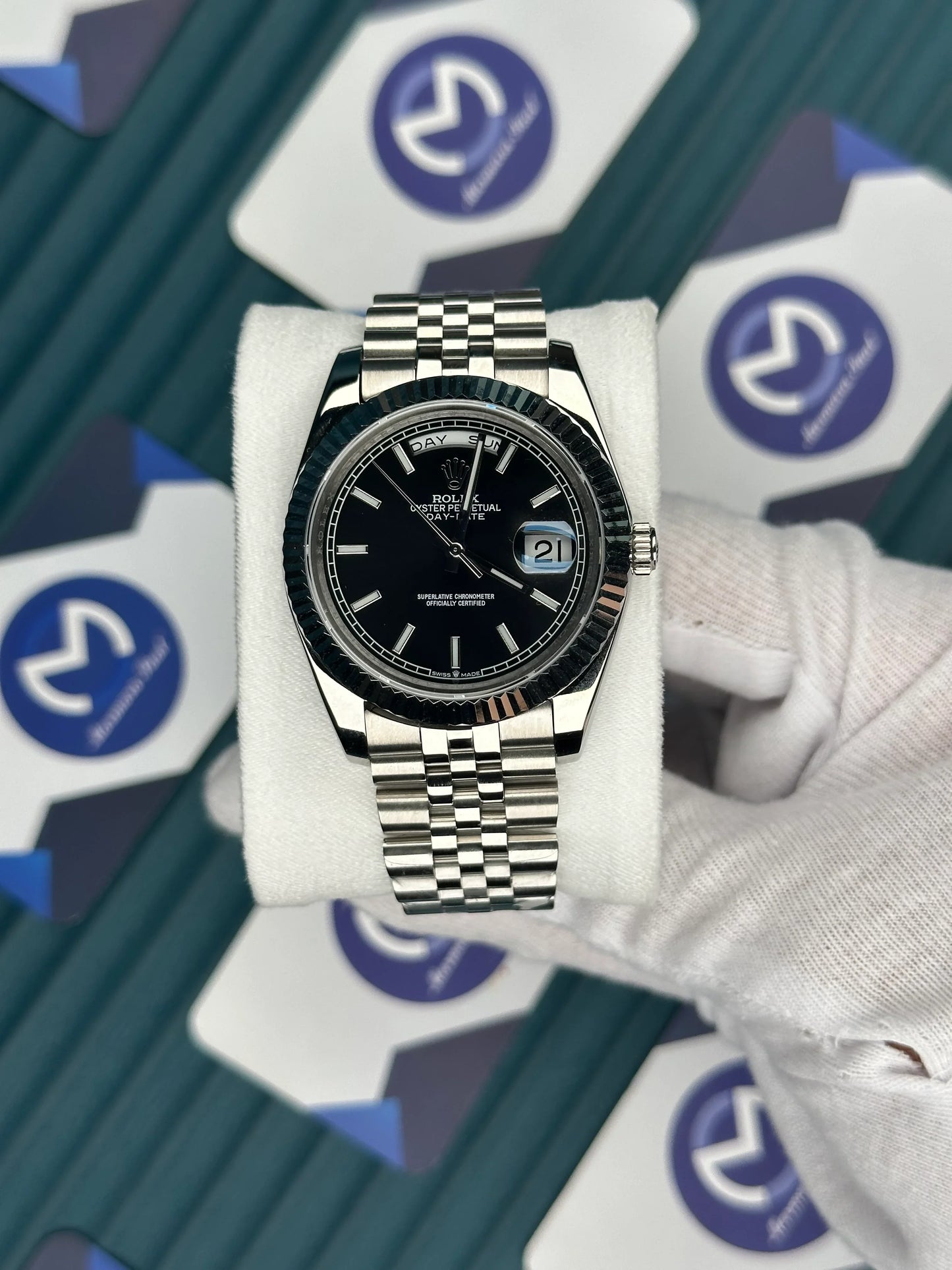 Rolex Day-Date Stainless Steel Chain Watch for Men Four Tick