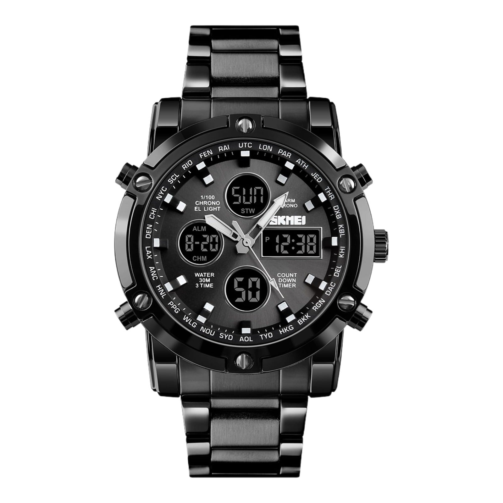 Skmei  Men’s Luxury – Digital Sports Watch, Stainless Steel Edition Four Tick