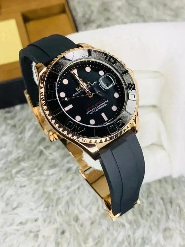 Luxury Rolex Yacht-Master – Premium Black & Gold Edition - Four Tick
