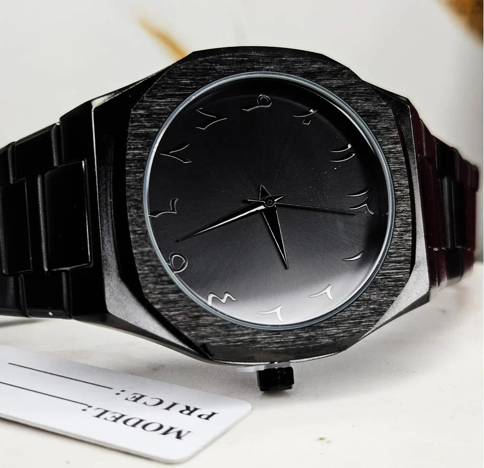 Black Arabic Aura Watch (Masterpiece) – Stainless Steel Edition Four Tick