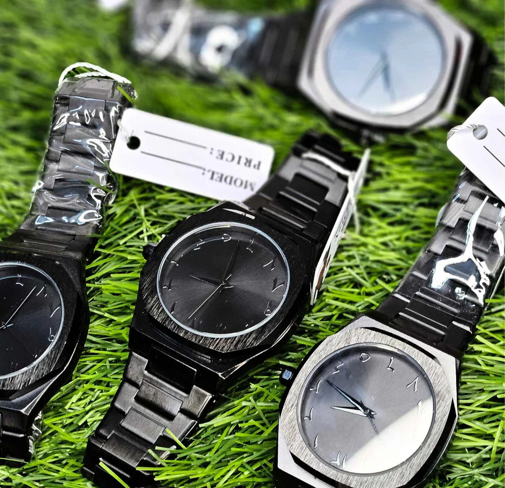 Black Arabic Aura Watch (Masterpiece) – Stainless Steel Edition Four Tick