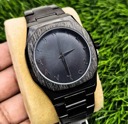 Black Arabic Aura Watch (Masterpiece) – Stainless Steel Edition Four Tick