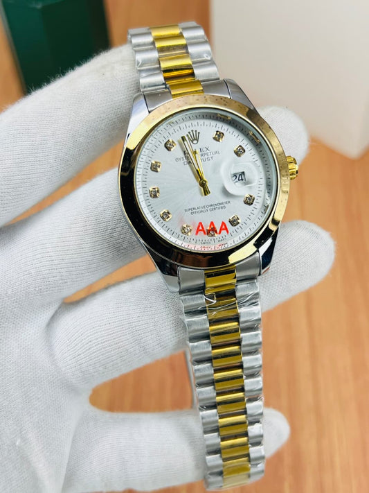 Rolex Stone Dial Edition – White Luxury Watch with Date Display