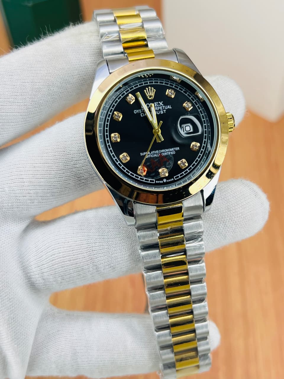 Rolex Stone Dial Edition – White Luxury Watch with Date Display